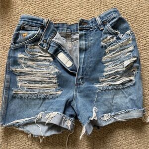 Wrangler Blue Distressed Jean Shorts